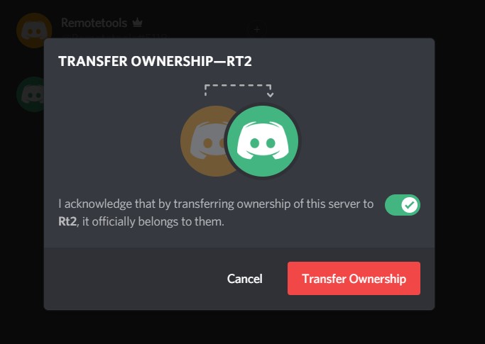 how to transfer ownership on Discord