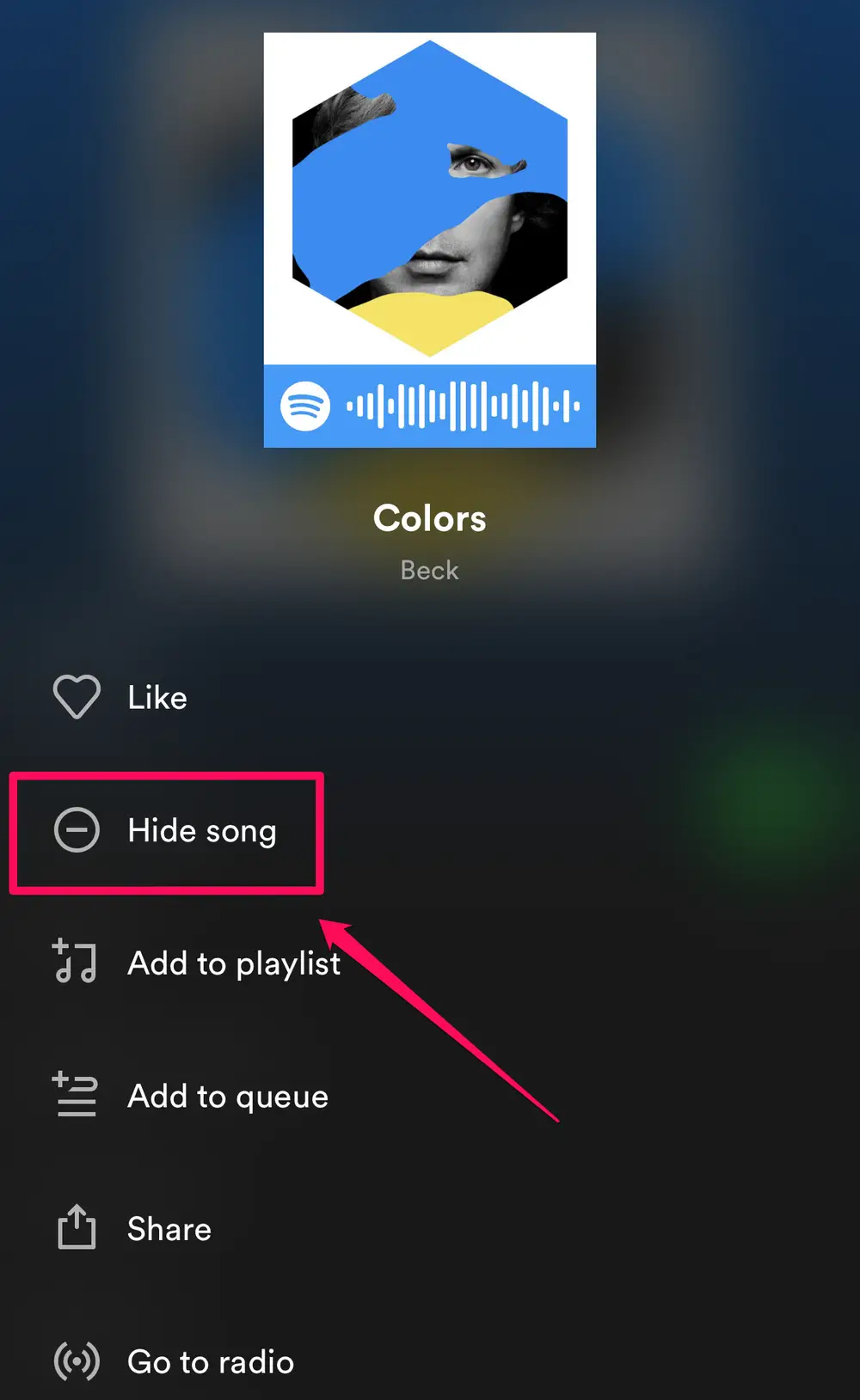 how to unhide song on Spotify