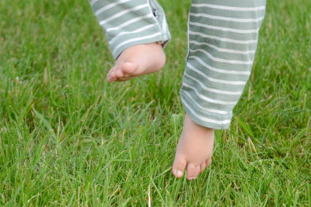 babies avoiding grass