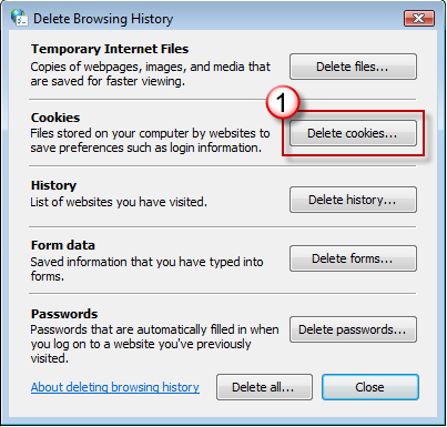 deleting cache in internet explorer