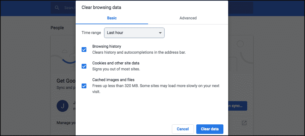 deleting caches in Google Chrome