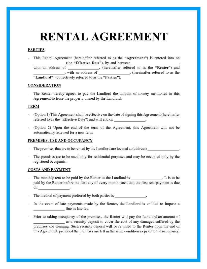 rental agreement for squatters