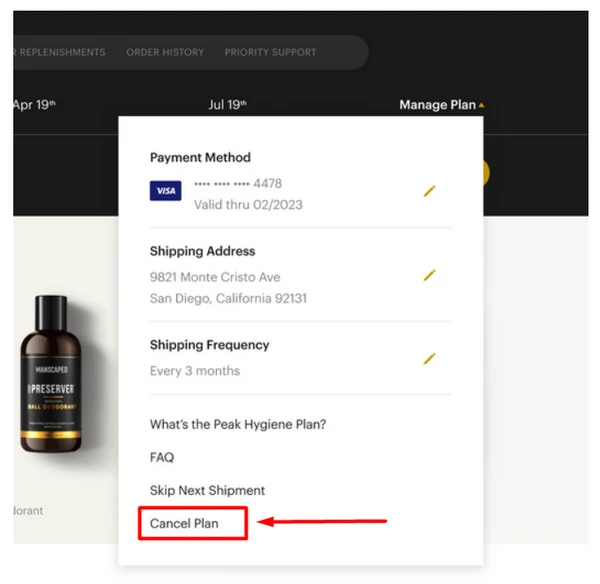 how to cancel manscaped subscription 1