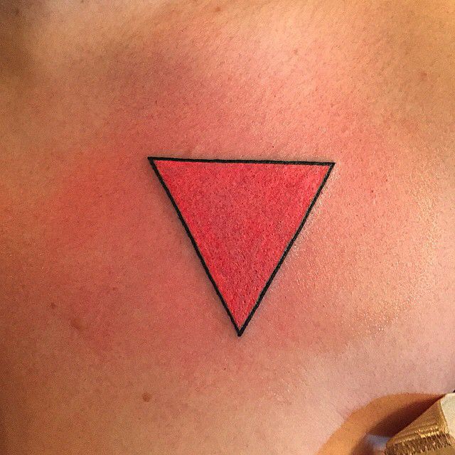 pink LGBTQ triangle tattoo