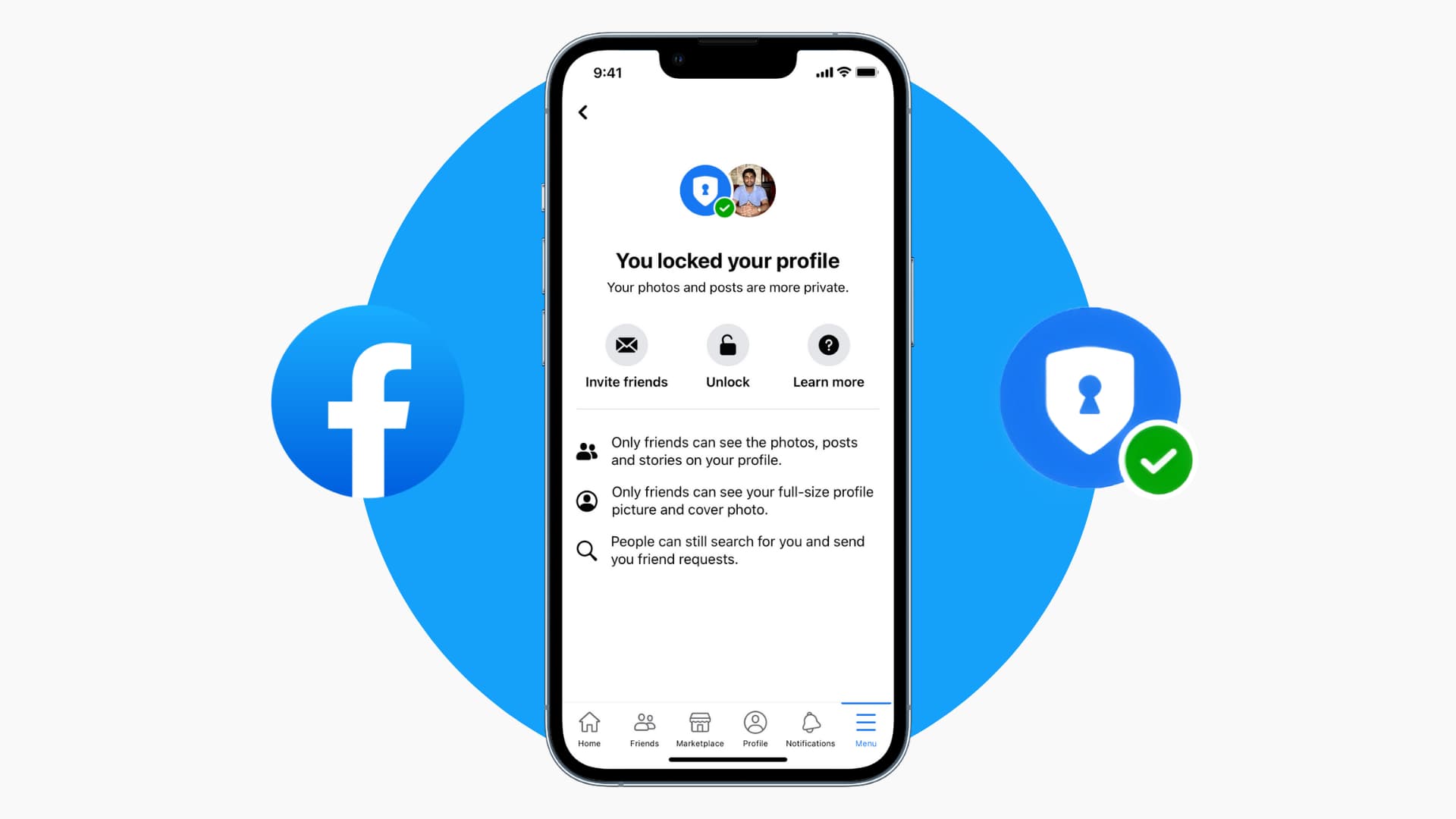 lock your facebook profile on phone